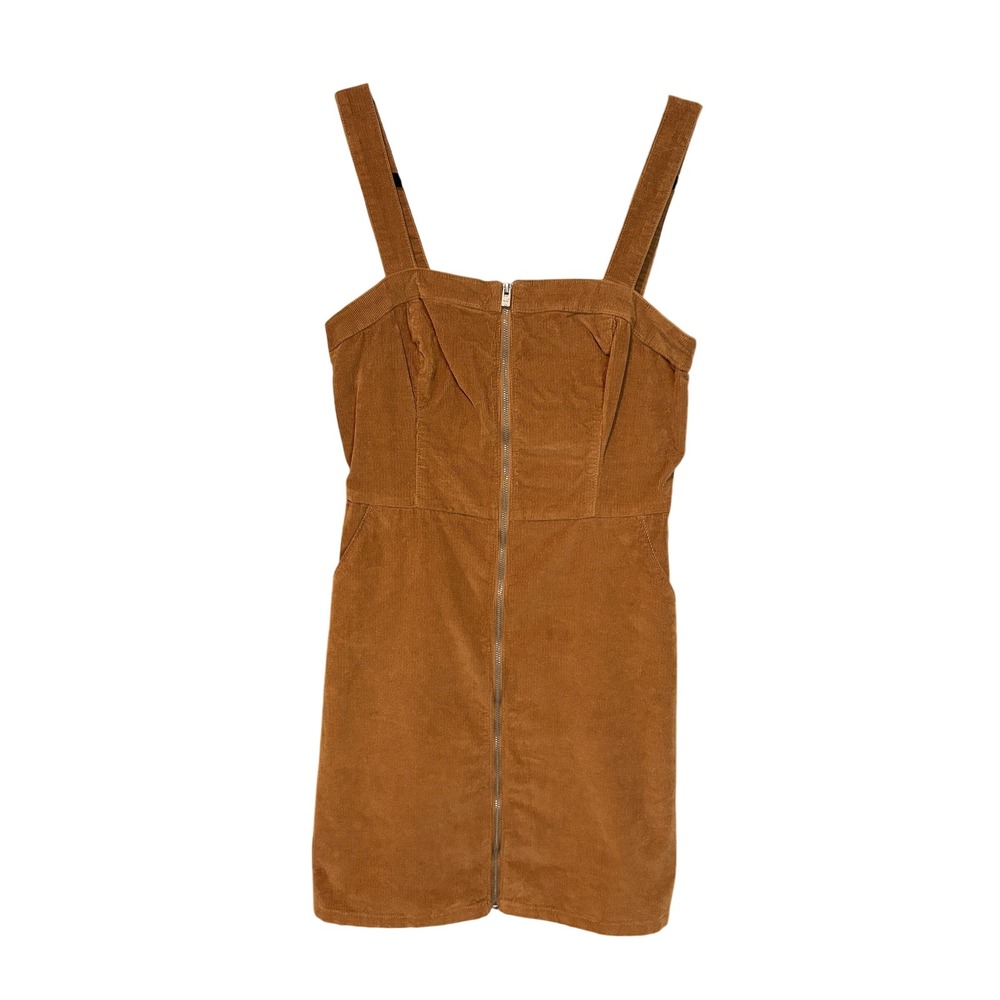 Hollister Brown Corduroy Zip Front Pinafore Mini Dress Small Retro 90s Style